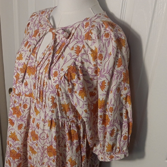 Universal Thread Babydoll Pink and Orange Floral Knee Length Dress - Picture 6 of 14